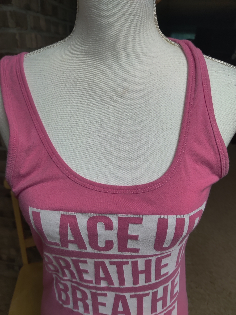Pink Graphic Racerback Tank Top - Active Slogan Design Large Fitted - Picture 3 of 8